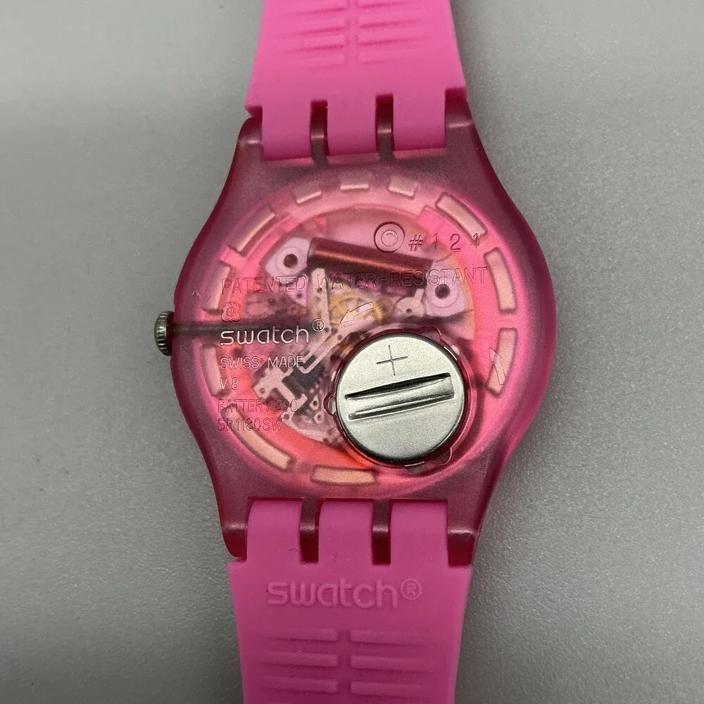 Swatch Pink Rebel Unisex Watch 40mm Pink Dial Day Date Swiss New Battery